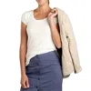 Toad And Co Daisy Rib Ruffle Tee In Egret In White