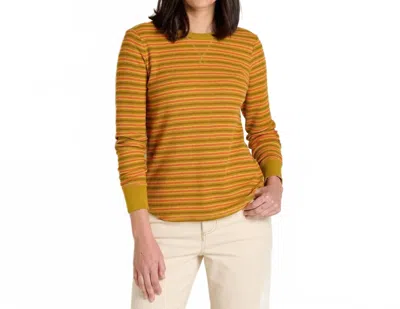 Toad And Co Foothill Long Sleeve Crewneck Tee In Pike Stripe In Brown
