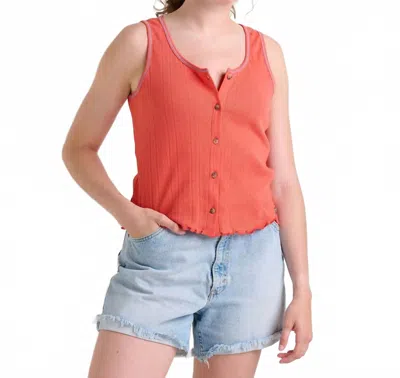 Toad And Co Foothill Pointelle Button Tank Top In Salamander In Orange