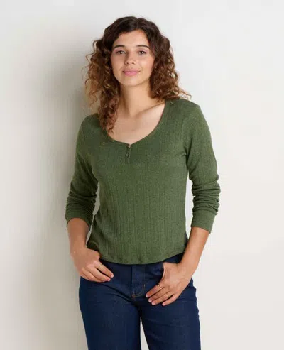 Toad And Co Toad & Co Foothill Pointelle Henley Long Sleeve Shirt In Green