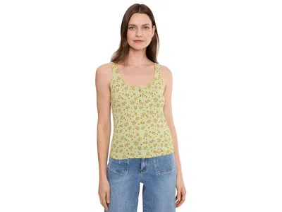 Toad And Co Foothill Pointelle Henley Tank Women's Clothing Elderflower Print: Xl In Green