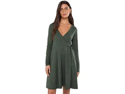 Toad And Co Freesia Wrap Long Sleeve Dress Women's Dress Cilantro Ditsy Print: Xs In Gray