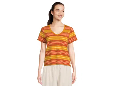 Toad And Co Grom V Neck Short Sleeve Shirt In Orange