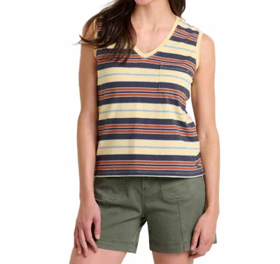 TOAD AND CO GROM V-NECK TANK TOP IN STRAW STRIPE