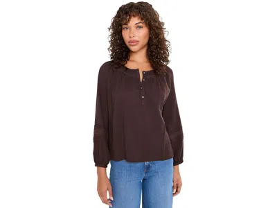 Toad And Co Manzana Peasant Long Sleeve Shirt Women's T Shirt Carob: Xl, Cotton In Brown