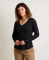 Toad And Co Toad & Co Marley Long Sleeve V-neck Tee In Black