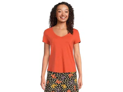 Toad And Co Marley Short Sleeve V T-shirts In Orange