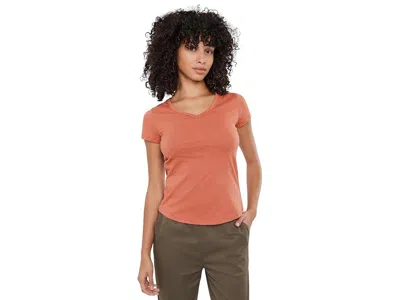 Toad And Co Marley Short Sleeve V T-shirts Women's Clothing Clay: Md, Cotton/elastane/lyocell In Pink