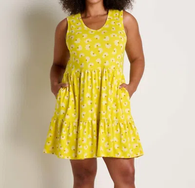 Toad And Co Marley Tiered Sleeveless Dress In Sulphur Half Daisy Print In Yellow