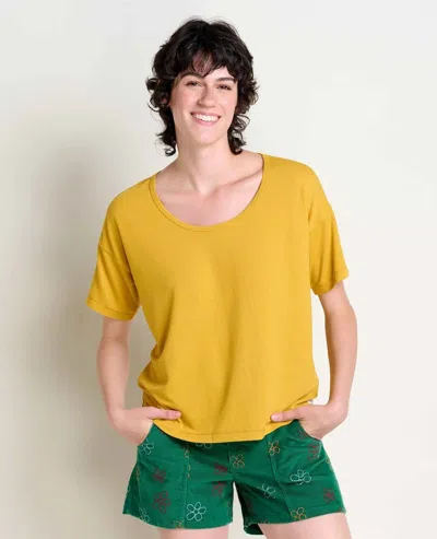 Toad And Co Toad & Co Piru T-shirts Women's Yellow Stretch Short Sleeve Scoop Neck Gbo2197