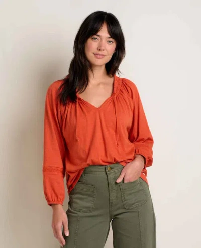 Toad And Co Primo Long Sleeve Peasant Top In Orange