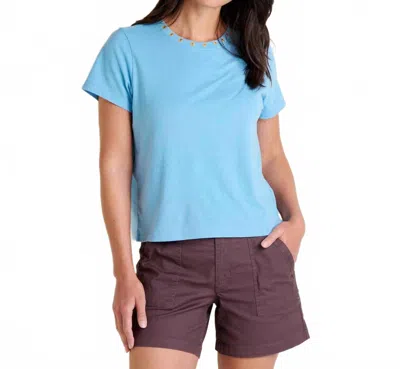 Toad And Co Re-form Embroidered Crew Shirt In Dusk Blue Embroidery In Multi