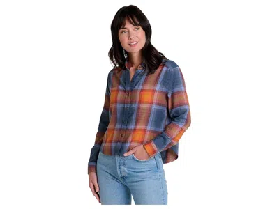 Toad And Co Re-form Flannel Boxy Long Sleeve Shirt In Blue