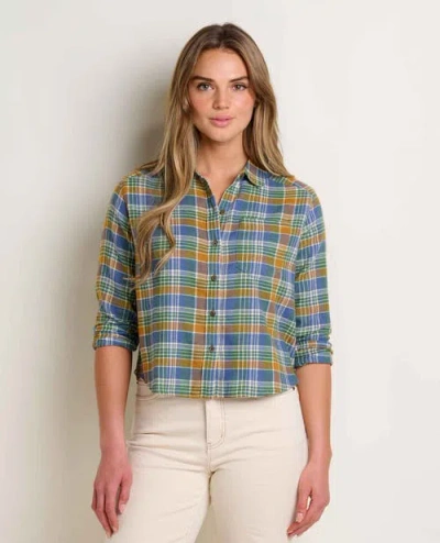 Toad And Co Re-form Flannel Boxy Long Sleeve Shirt In Blue