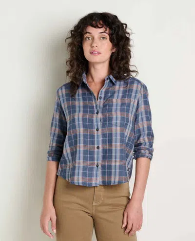 Toad And Co Toad & Co Re-form Flannel Boxy Long Sleeve Shirt In Blue