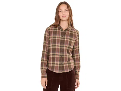 Toad And Co Re-form Flannel Boxy Long Sleeve Shirt Women's Clothing Carob Pattern: Md In Brown