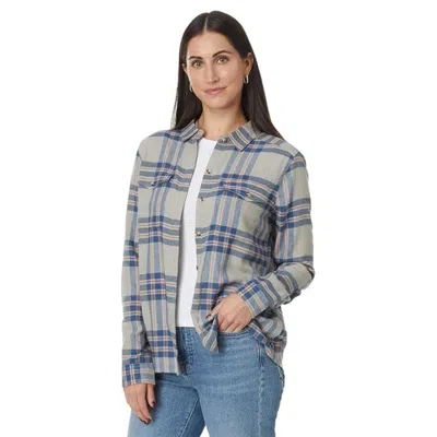 Toad And Co Toad & Co Re-form Flannel Shirt Women's Basalt Lg Scale Button-up Gbo1737 In Gray