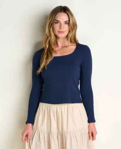 Toad And Co Toad & Co Rosalie Square Neck Long Sleeve Tee In True Navy Texture