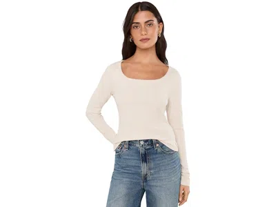 Toad And Co Rosalie Square Neck Long Sleeve T-shirts Women's Clothing Almond Texture: Lg, Cotton/elastane/lyocel In White