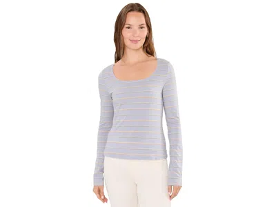 Toad And Co Rosalie Square Neck Long Sleeve T-shirts Women's Clothing Dew Pattern: Md, Cotton/elastane/lyocell In Blue