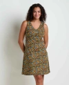 Toad And Co Rosemarie Sleeveless Mini Dress In Black Ditsy Print In Green