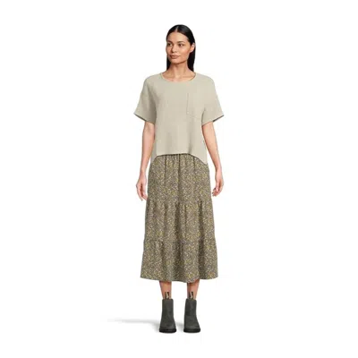 Toad And Co Toad & Co Sunkissed Tiered Midi Skirt Womens North Shore Vine Print Gbo1337 In Brown