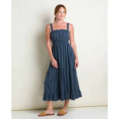Toad And Co Toad & Co Taj Hemp Tiered Midi Sleeveless Dress In Blue
