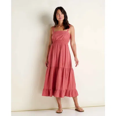 Toad And Co Toad & Co Taj Hemp Tiered Midi Sleeveless Dress In Pink