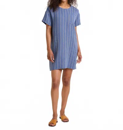 TOAD AND CO TATE DOUBLE WEAVE SHORT SLEEVE DRESS IN KYANITE STRIPE