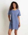 Toad And Co Tate Double Weave Short Sleeve Dress In Kyanite Stripe In Blue