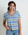 Toad And Co Grom V-neck Short Sleeve Shirt In Blue