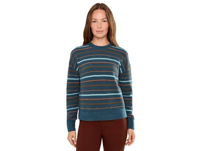 Toad And Co Wasatch Crew Sweater Women's Sweatshirt Twilight Pattern: Lg, Cotton/elastane/jersey In Blue
