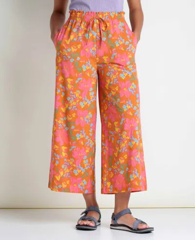 Toad And Co Women's Sunkissed Wide Leg Pant In Persimmon Tulip Print In Orange