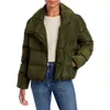 Toast Society Womens Cropped Cold Weather Puffer Jacket In Green