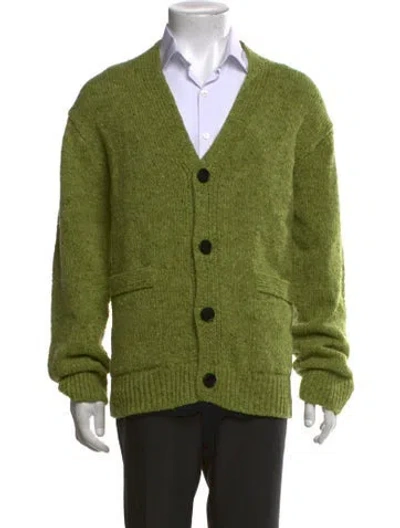 Pre-owned Toast Wool V-neck Cardigan In Green