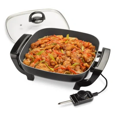 Toastmaster 12" Non Stick Aluminum Skillet With Lid In Black