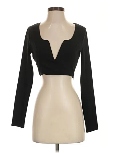 Pre-owned Tobi Long Sleeve Top Black Plunge Neckline Tops