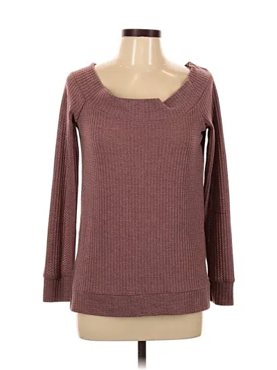 Pre-owned Tobi Long Sleeve Top Burgundy Scoop Neck Tops