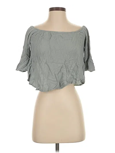 Pre-owned Tobi Short Sleeve Top Gray Off The Shoulder Neckline Tops