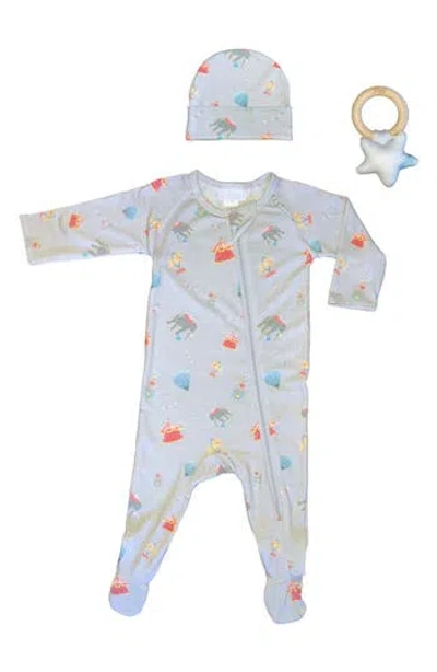 Toby Babies'  Circus Footie, Cap & Toy Set In Gray