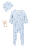 Toby Ditsy Bee Footie, Hat & Teether Set In Blue