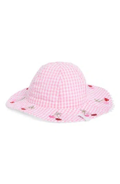 Toby Babies'  Heart Cherry Gingham Sun Hat In Pink