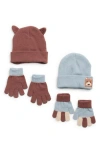 Toby Kids' Critter 4-pack Beanie & Gloves Set In Gray