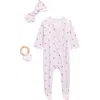 Toby Lady Bug Polka Dot Footie, Headband & Teether Set In Multi