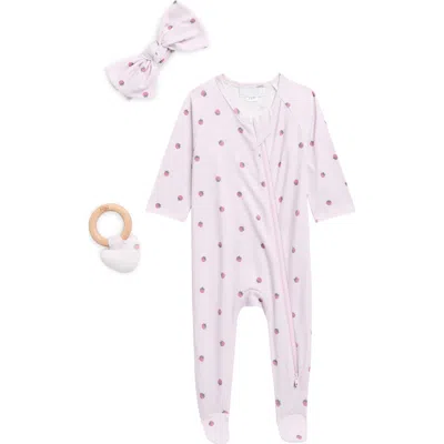 Toby Babies'  Lady Bug Polka Dot Footie, Headband & Teether Set In Multi