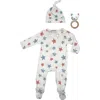 Toby Stars Footie, Cap & Rattle Set In Washed Indigo