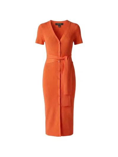 Toccin Agnes Short Sleeve Sweater Dress In Orange