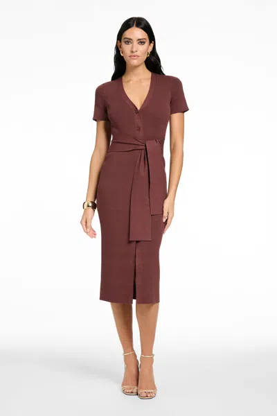 Toccin Agnes Short Sleeve Cardi Dress In Brown