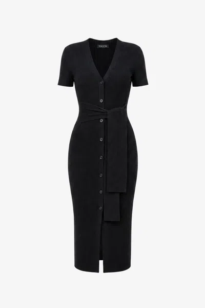 Toccin Agnes Short Sleeve Cardi Dress In Black