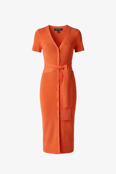 Toccin Agnes Ribbed-knit Midi Dress In Orange